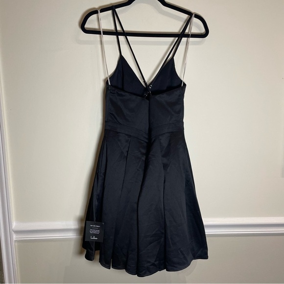Lulus NWT Black Satin Be With You Black Skater Dress Size Medium - Picture 6 of 9